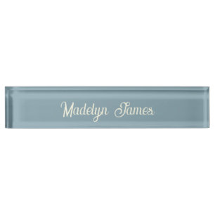 Porte-nom Typographie Élégante Chic Bleu Poussiéreux Personn