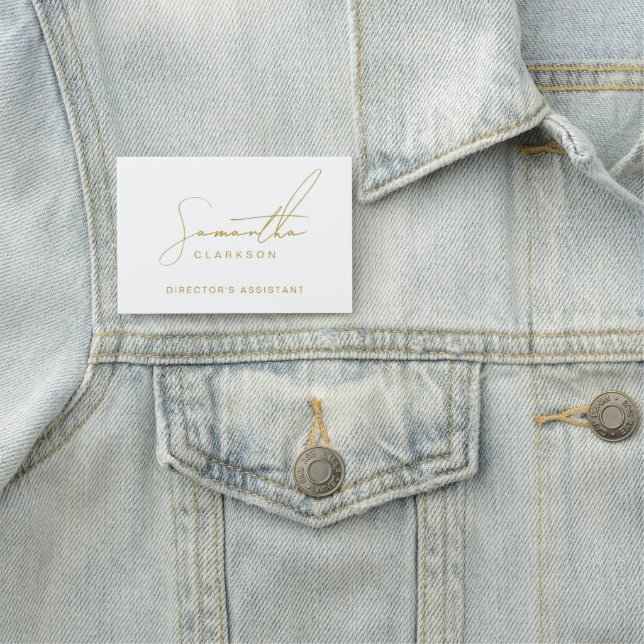 Porte-nom Typographie manuscrite professionnelle en or (En situation)