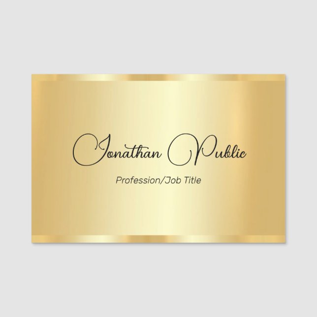 Porte-nom Typographie Modèle Faux Gold personnalisée Nom (Devant)