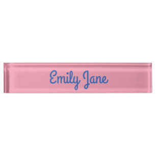 Porte-nom Typographie Moderne Cute Rose Bleu Personnalisée
