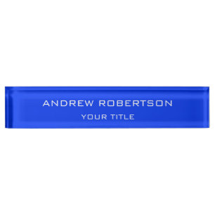 Porte-nom Ultramarine Bleu Plaine Élégant Minimaliste Simple