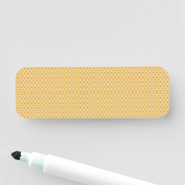 Porte-nom un arrière - plan orange et jaune avec cercles (En situation)