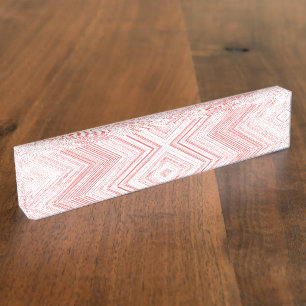 Porte-nom Un motif symétrique en moti rouge et rose