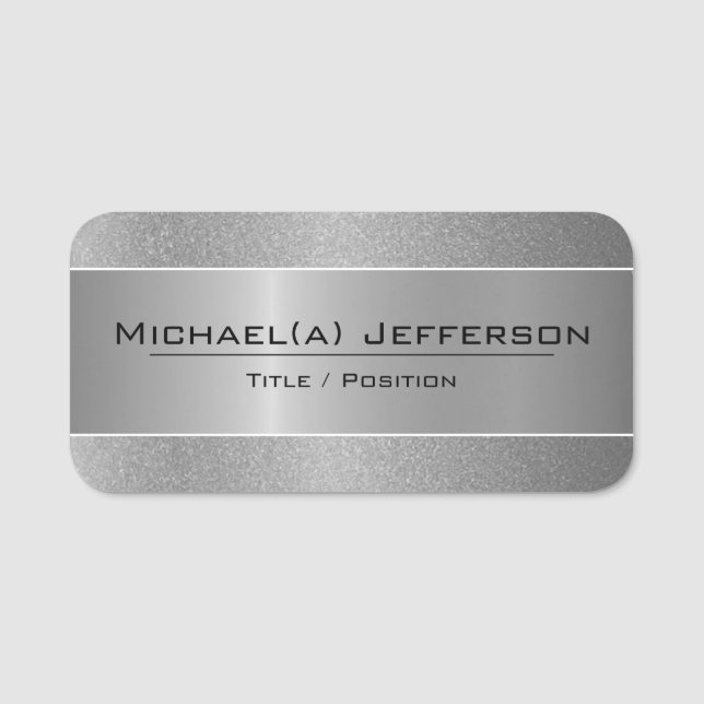 Porte-nom Unique Élégant Silver Metallic Et Parties scintill (Devant)