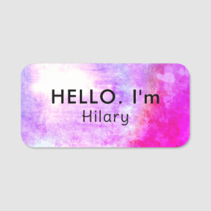 Porte-nom Unique Hello noir rose chaud violet magnétique