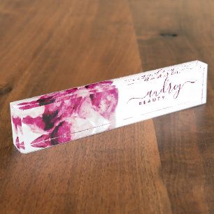 Porte-nom Unique Hibiscus Bourgogne Floral Fancy Signature