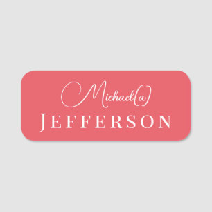 Porte-nom Unique manuscrit Pinkish Coral Rose Professionnel