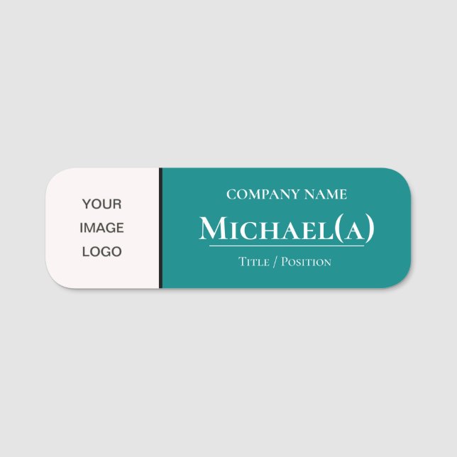 Porte-nom Unique Turquoise Blue-Green & White Modern Company (Devant)