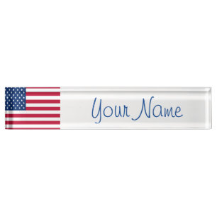Porte-nom USA Flag Patriotic Custom Desk Name Plate Office