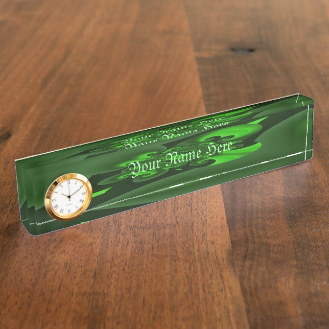 Porte-nom Vague Spirale Vert Foncé Et Lime (Taille)