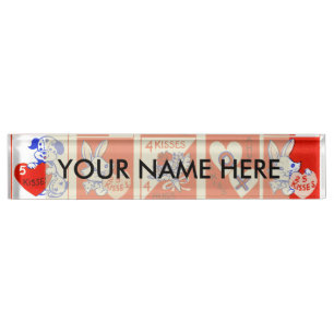 Porte-nom Valentine Retro Love Hugs Motif