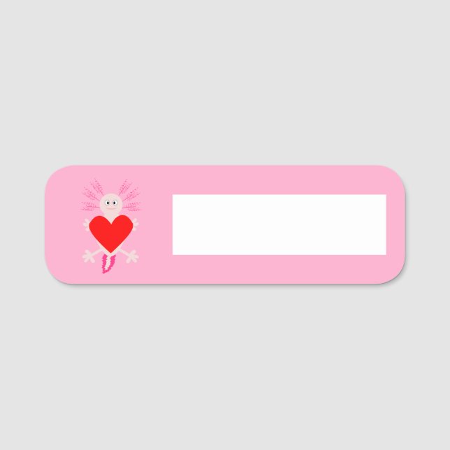 Porte-nom Valentines Jour Amour Coeur Axolotl (Devant)