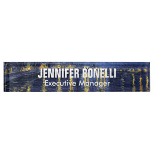 Porte-nom Van Gogh Starry Night Painting Ajouter Votre Nom