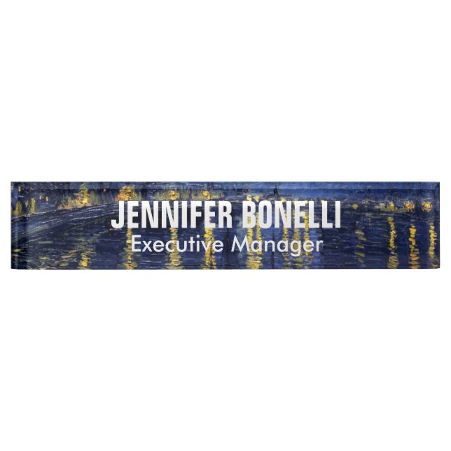 Porte-nom Van Gogh Starry Night Painting Ajouter Votre Nom (Devant)
