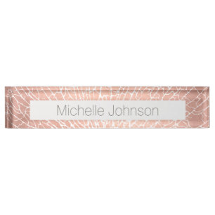 Porte-nom Ventilateur marin Coral Motif Faux Rose Gold