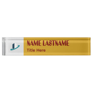 Porte-nom Verge d'Or Élégante & Marron nom personnalisé Plaq