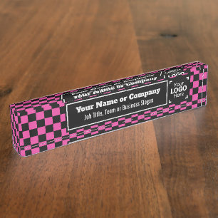 Porte-nom Vérifié Fuchsia & Black - Style d'entreprise moder