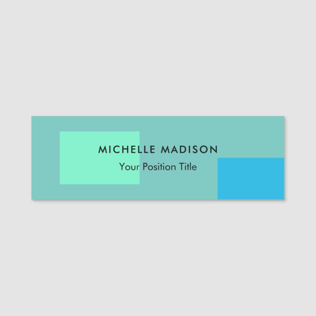 Porte-nom Vert bleu vert minimaliste tendance (Devant)