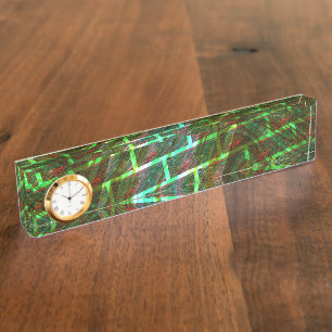 Porte-nom Vert et taché, rayures et effet de mur