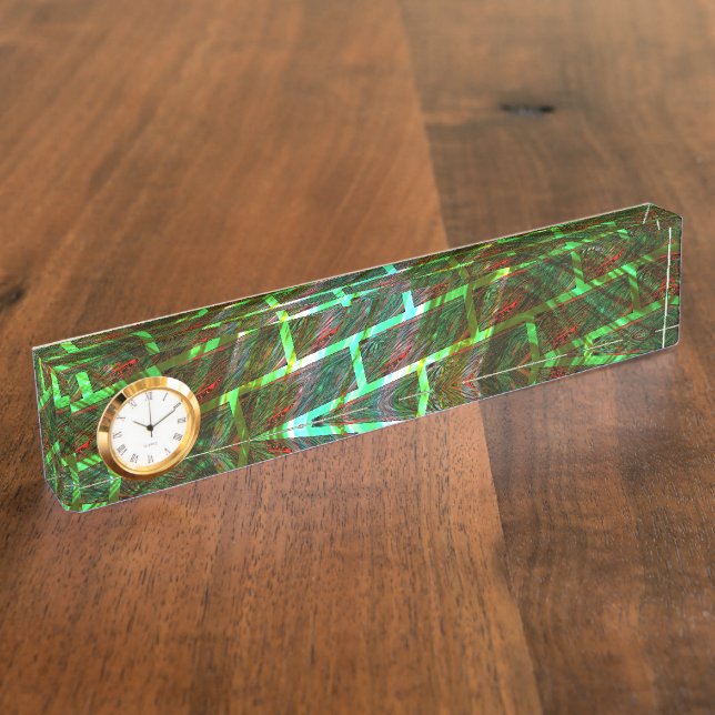 Porte-nom Vert et taché, rayures et effet de mur (Taille)