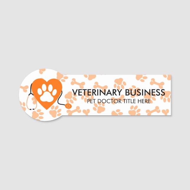 Porte-nom Vétérinaire Paw Heart Stethescope Pet Doctor (Devant)
