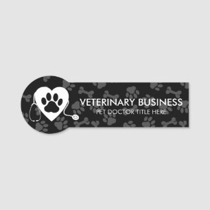Porte-nom Vétérinaire Paw Heart Stethescope Pet Moderne