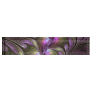 Porte-nom Violet Abstrait violet violet kaki fractal