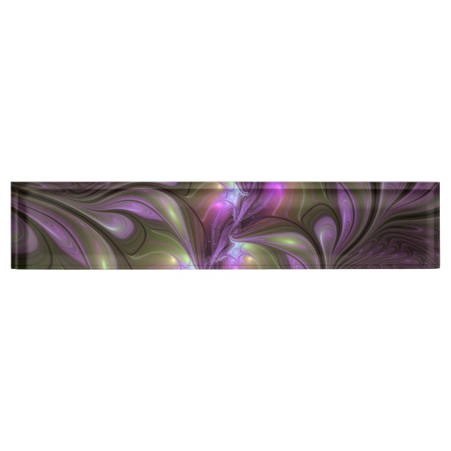 Porte-nom Violet Abstrait violet violet kaki fractal (Devant)