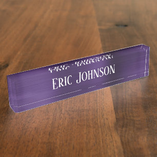 Porte-nom Violet foncé violet violet Faux Foil moderne