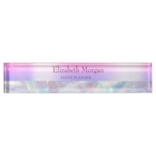 Porte-nom Violet holographique tendance cool