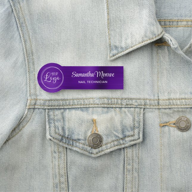 Porte-nom Votre logo d'entreprise ici Indigo Purple Ombre (En situation)