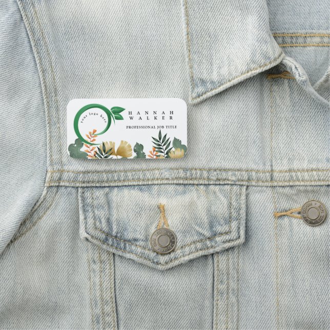 Porte-nom votre logo ici, couleur verte (En situation)