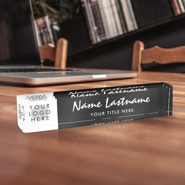 Porte-nom Votre logo manuscrit titre moderne noir (Créateur téléchargé)