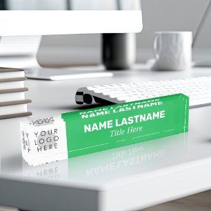Porte-nom Votre logo Modern Bold Nom Titre Simple Vert