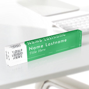 Porte-nom Votre Logo Moderne Vert Clair Simple Minimaliste