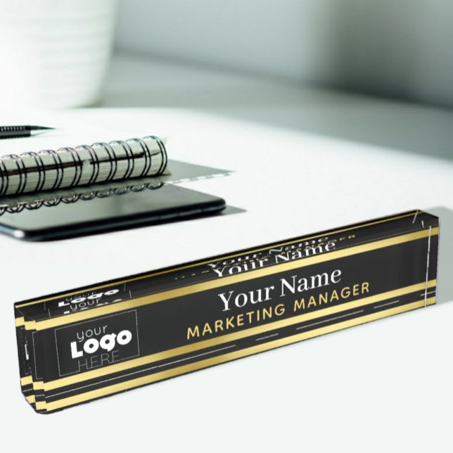 Porte-nom Votre logo personnalisé Plaque de nom de bureau no (Créateur téléchargé)
