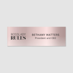 Porte-nom Votre Logo Rose Gold Blush Metallic Chic Modern