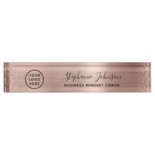 Porte-nom Votre Logo Rose Gold Parties scintillant métalliqu