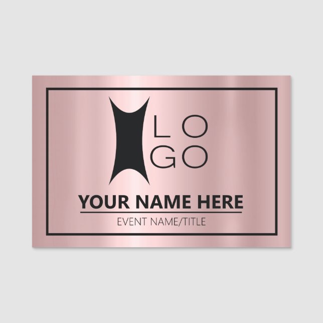 Porte-nom Votre logo sur Rose métallique Gold ID634 (Devant)