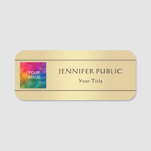Porte-nom Votre Photo Ici Elégante Faux Gold Modern