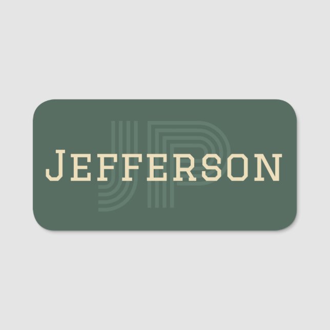 Porte-nom Votre Style Personnel : Moderne Monogramme Pine Gr (Devant)