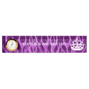 Porte-nom Votre texte sur Garder le calme sur Purple Racing