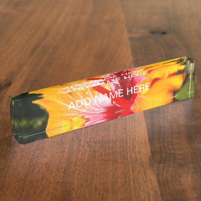 Porte-nom Vue latérale de l'Hibiscus orange (Taille)