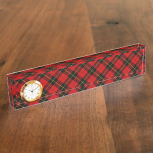 Porte-nom Wallace tartan rouge noir plaid