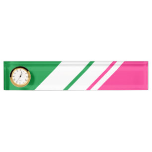 Porte-nom Watermelon Rose Vert Blanc Rouge Grilles Horloge