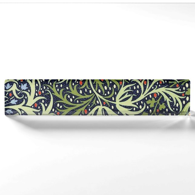 Porte-nom William Morris Fleur d'antiquité aux algues marine (Devant)