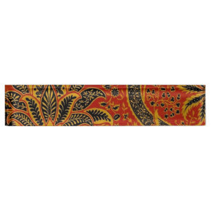 Porte-nom William Morris India Rouge Floral Vintage Classiqu