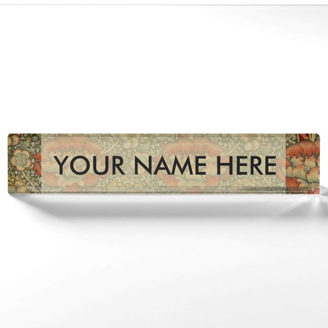 Porte-nom William Morris Wandle Anglais Floral Damask Design (Devant)