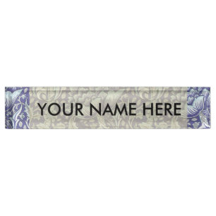 Porte-nom William Morris Windrush fleurs bleues