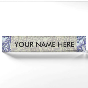 Porte-nom William Morris Windrush Motif Bleu Floral